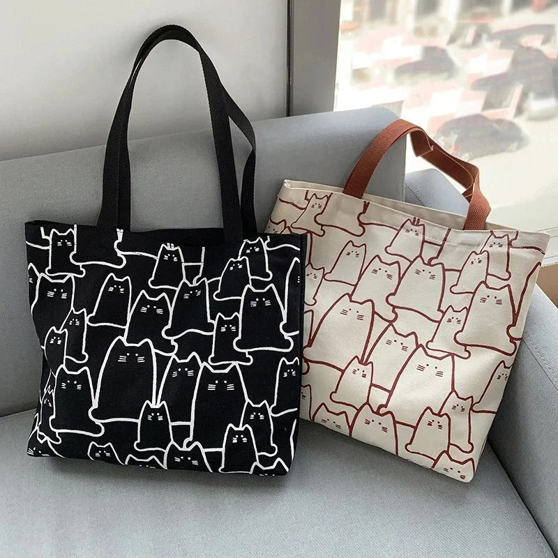 Tote bag med kattemønster