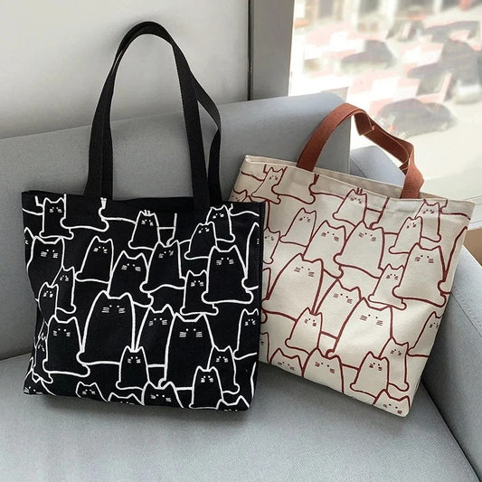 Tote bag med kattemønster