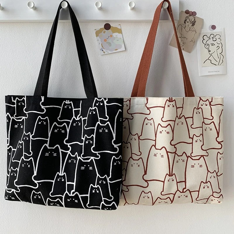 Tote bag med kattemønster