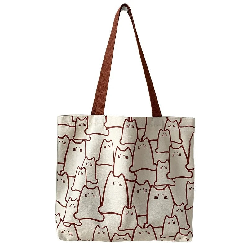 Tote bag med kattemønster