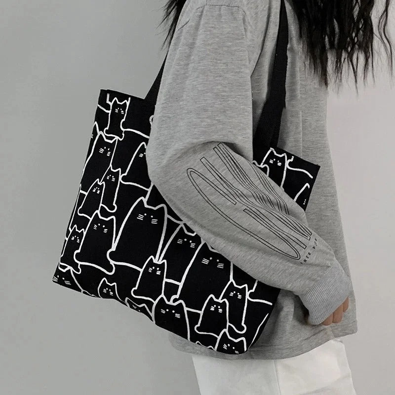 Tote bag med kattemønster